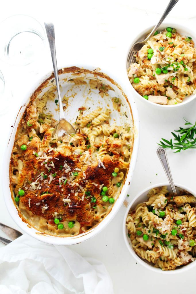 This Easy Leftover Turkey Tetrazzini is the tastiest way to use up your Thanksgiving leftovers. Both kids and adults love this pasta casserole that's topped with a parmesan-bread crumb crust and baked until bubbly.