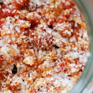 This Homemade Bacon Salt is perfect for sprinkling on popcorn, rimming a Bloody Mary, or finishing off a steak. Plus, it makes a great DIY gift! | platingsandpairings.com