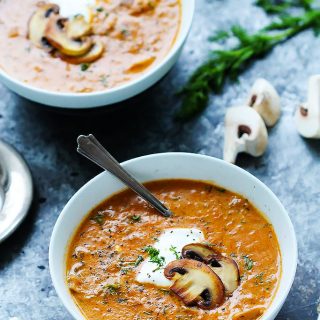 This Hungarian Mushroom Soup with Fresh Dill is creamy, with hints of smokiness and a great umami flavor. It’s the perfect bowl of soup to warm up with this winter! | platingsandpairings.com