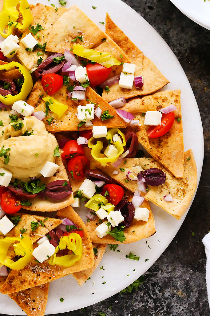 Mediterranean Nachos with Hummus Platings + Pairings