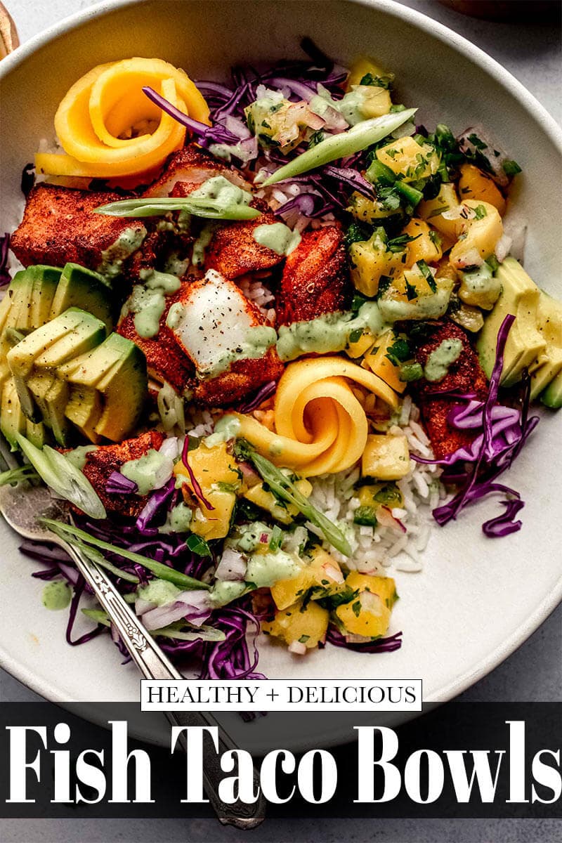 Fish Taco Bowl Recipe with Avocado Crema