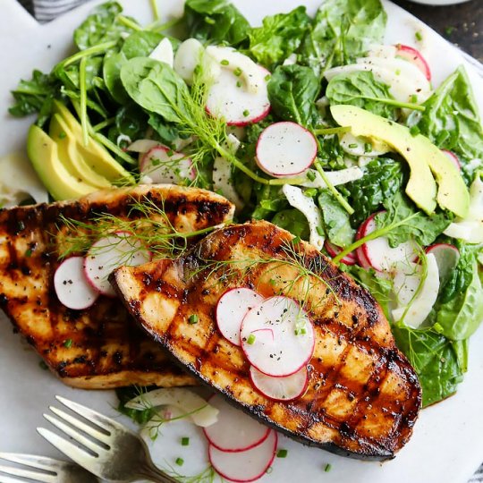 Grilled Swordfish with Tangy Rosé Wine Mayonnaise Platings + Pairings