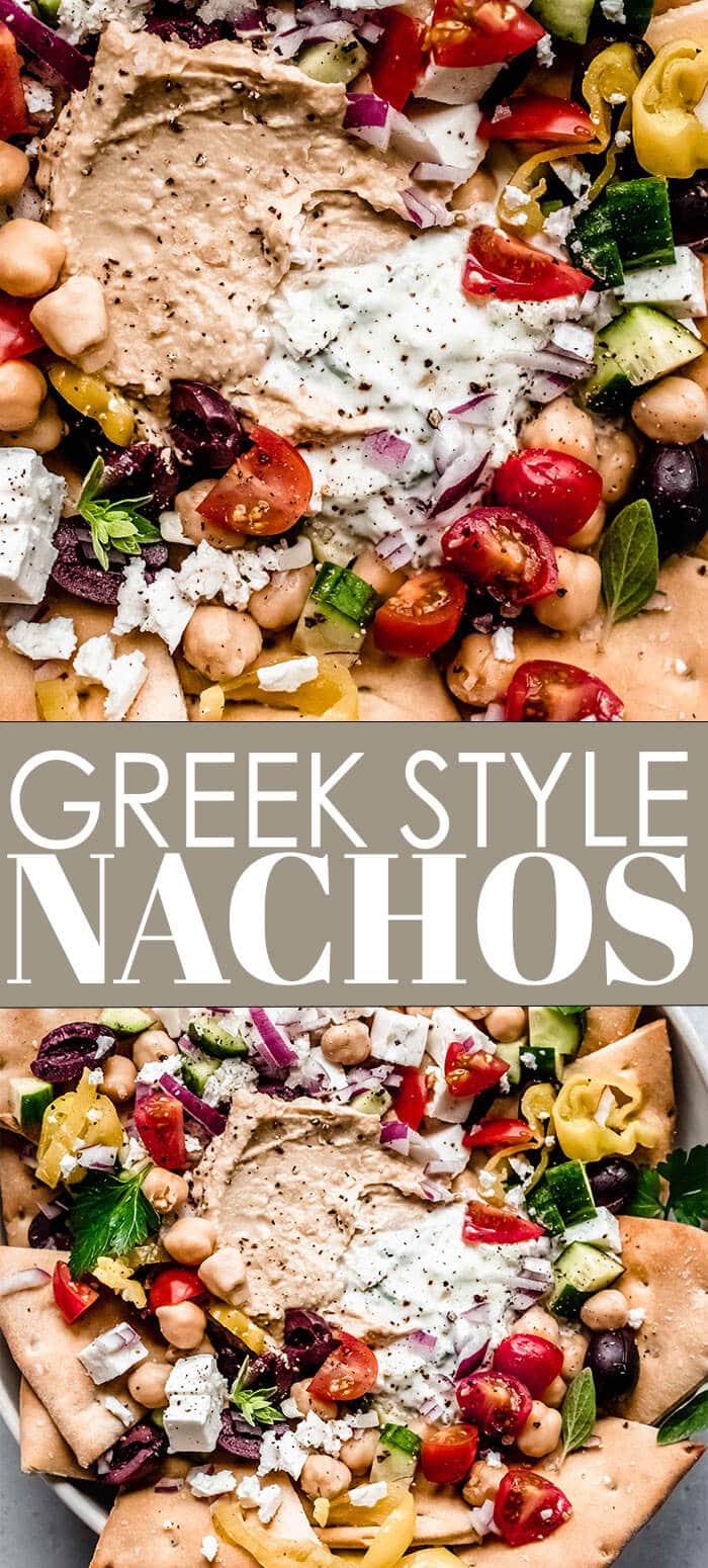 EASY Greek Nachos with Hummus & Tzatziki Sauce