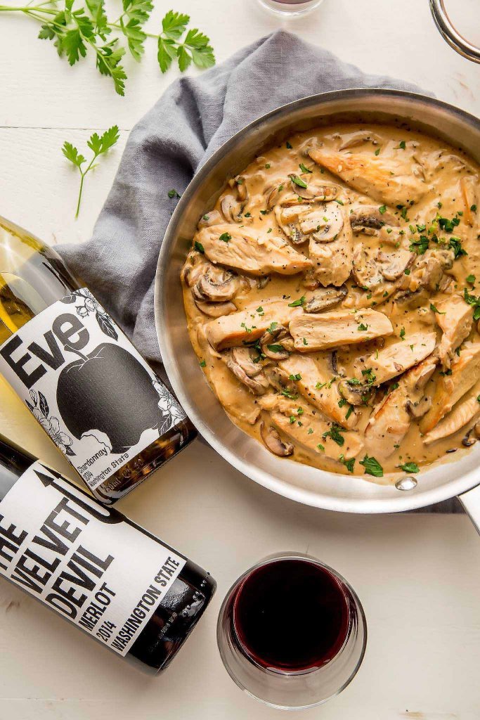 This chicken marsala recipe adds in dijon mustard & creamy mascarpone cheese. It’s a rich dish that's easy to prepare but totally impressive. | platingsandpairings.com