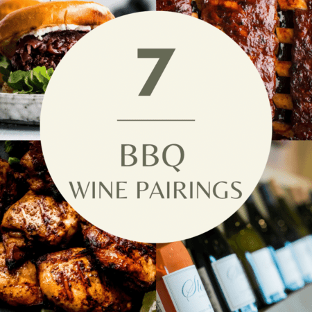 COLLAGE OF BEST WINE PAIRINGS FOR BBQ WITH TEXT OVERLAY