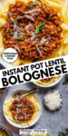instant pot lentil bolognese sauce pinterest image.