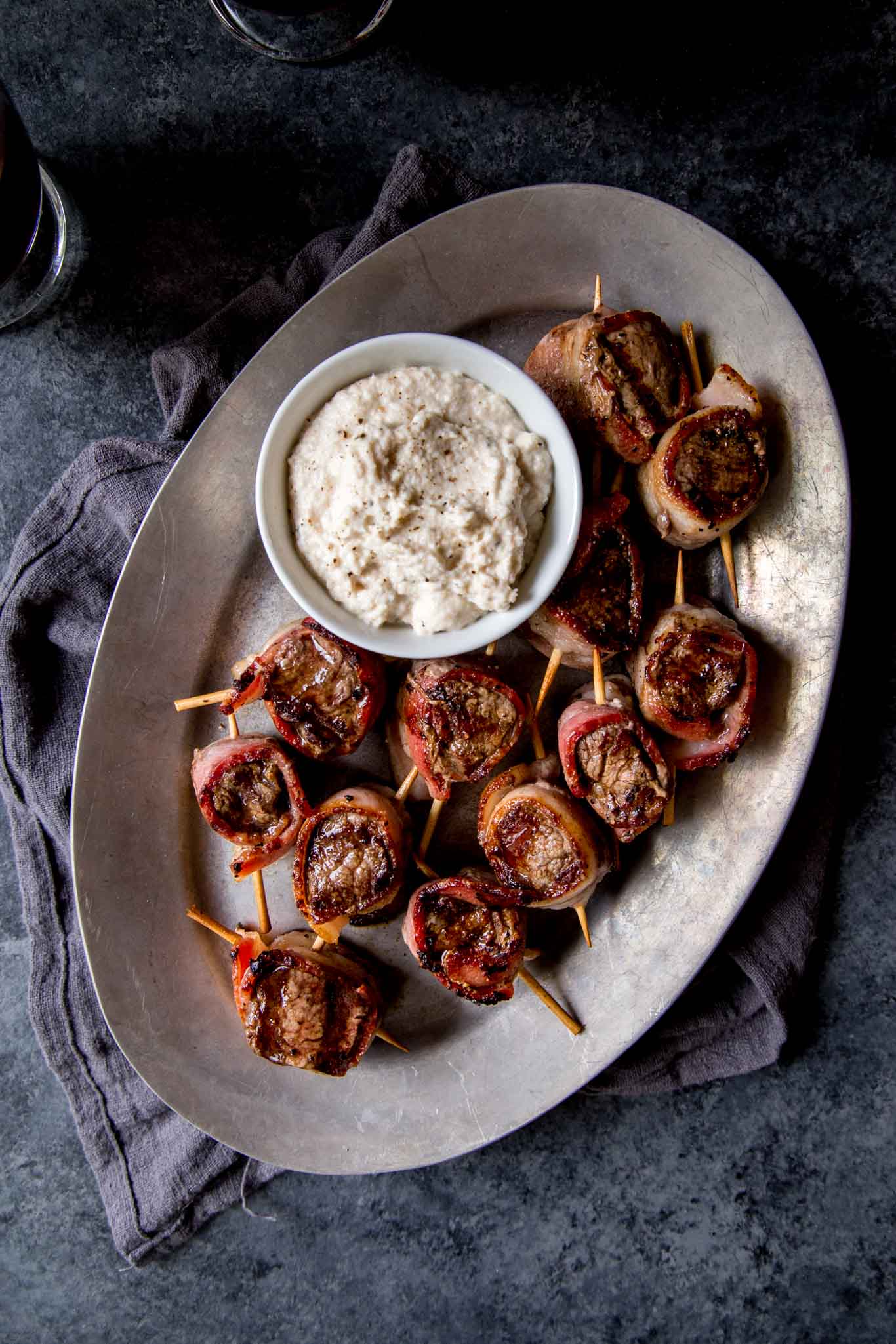 Filet Mignon Bites with Creamy Horseradish Sauce Platings + Pairings