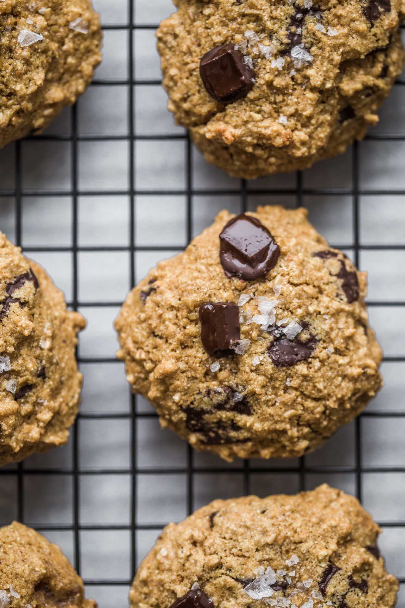 Close up of Quinoa Breakfast Cookies with Dark Chocolate chunks