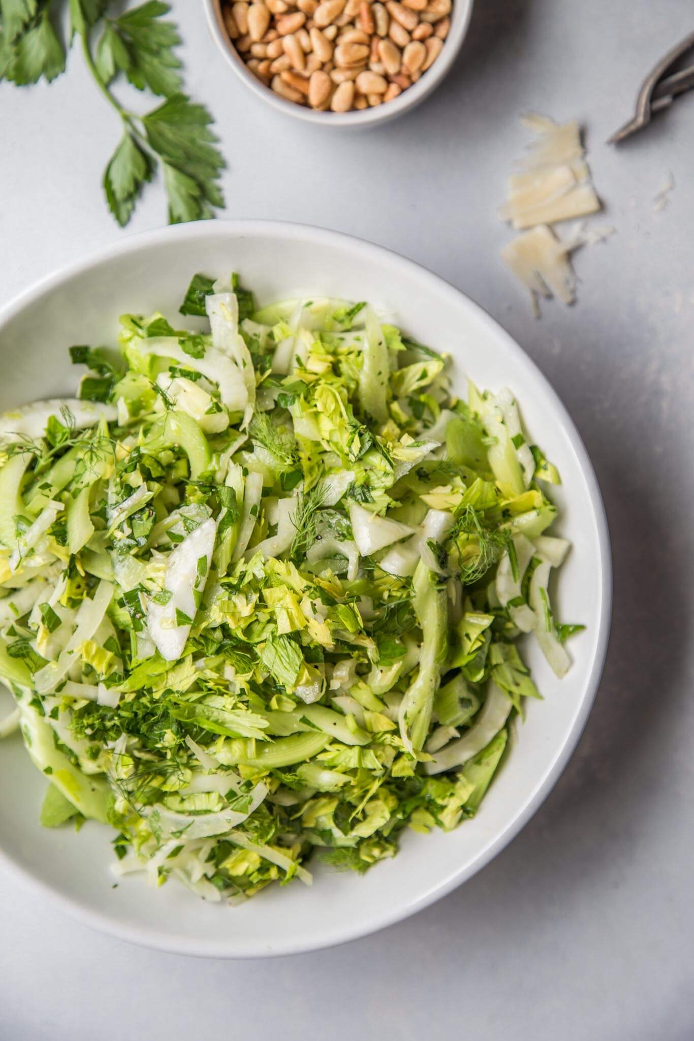 fennel and celery salad ready to be dresed
