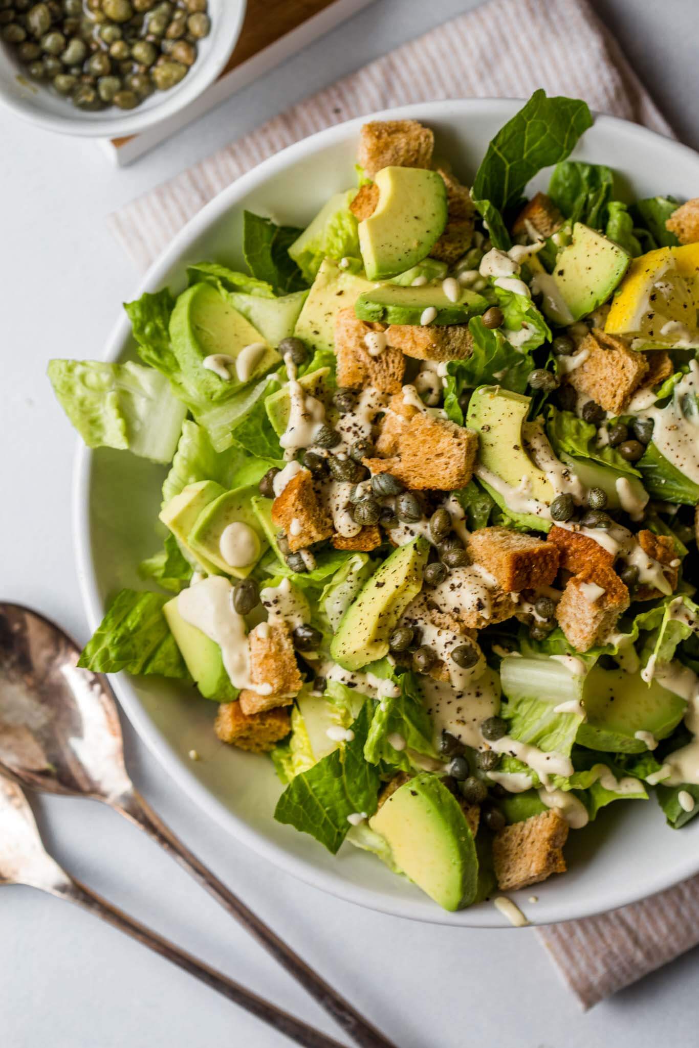 Vegan Caesar Salad {Creamy + Delicious} - Platings + Pairings