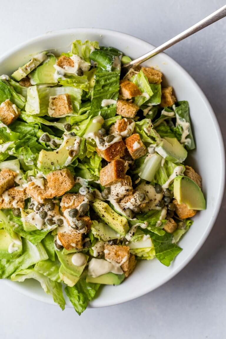 Vegan Caesar Salad {Creamy + Delicious} - Platings + Pairings