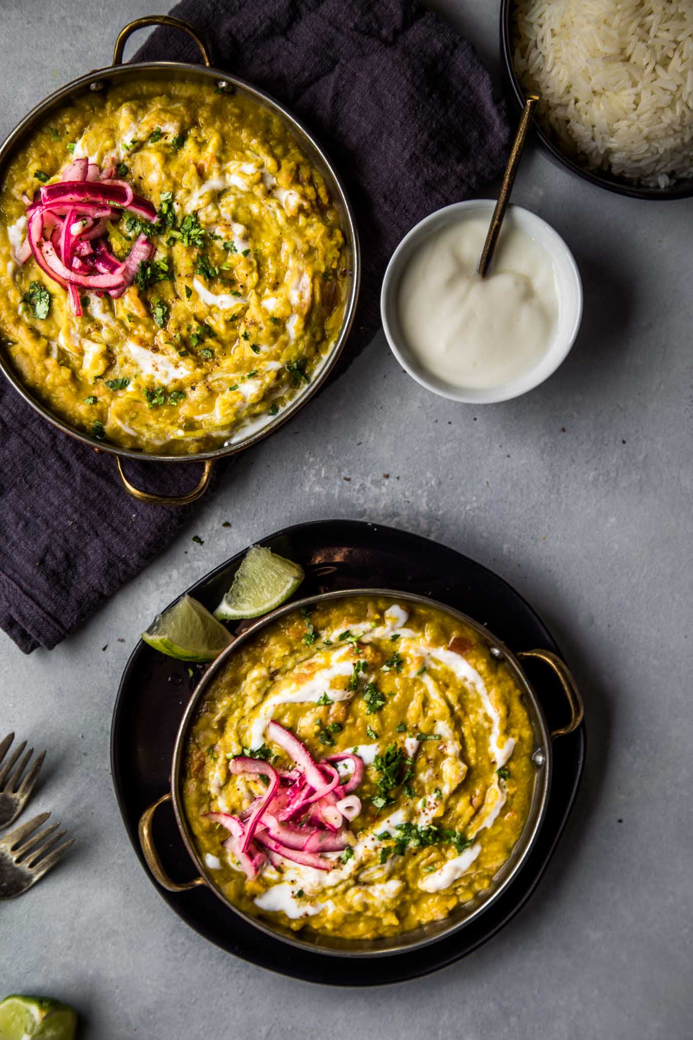 Instant Pot Dal with Split Peas Platings + Pairings