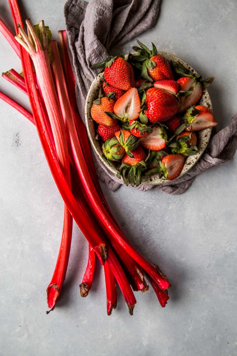 Strawberry Rhubarb Cobbler in a Cast Iron Skillet