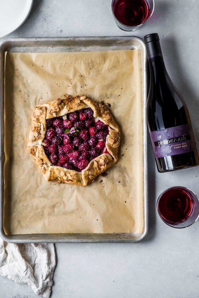 Overhead of full galette on parchment.