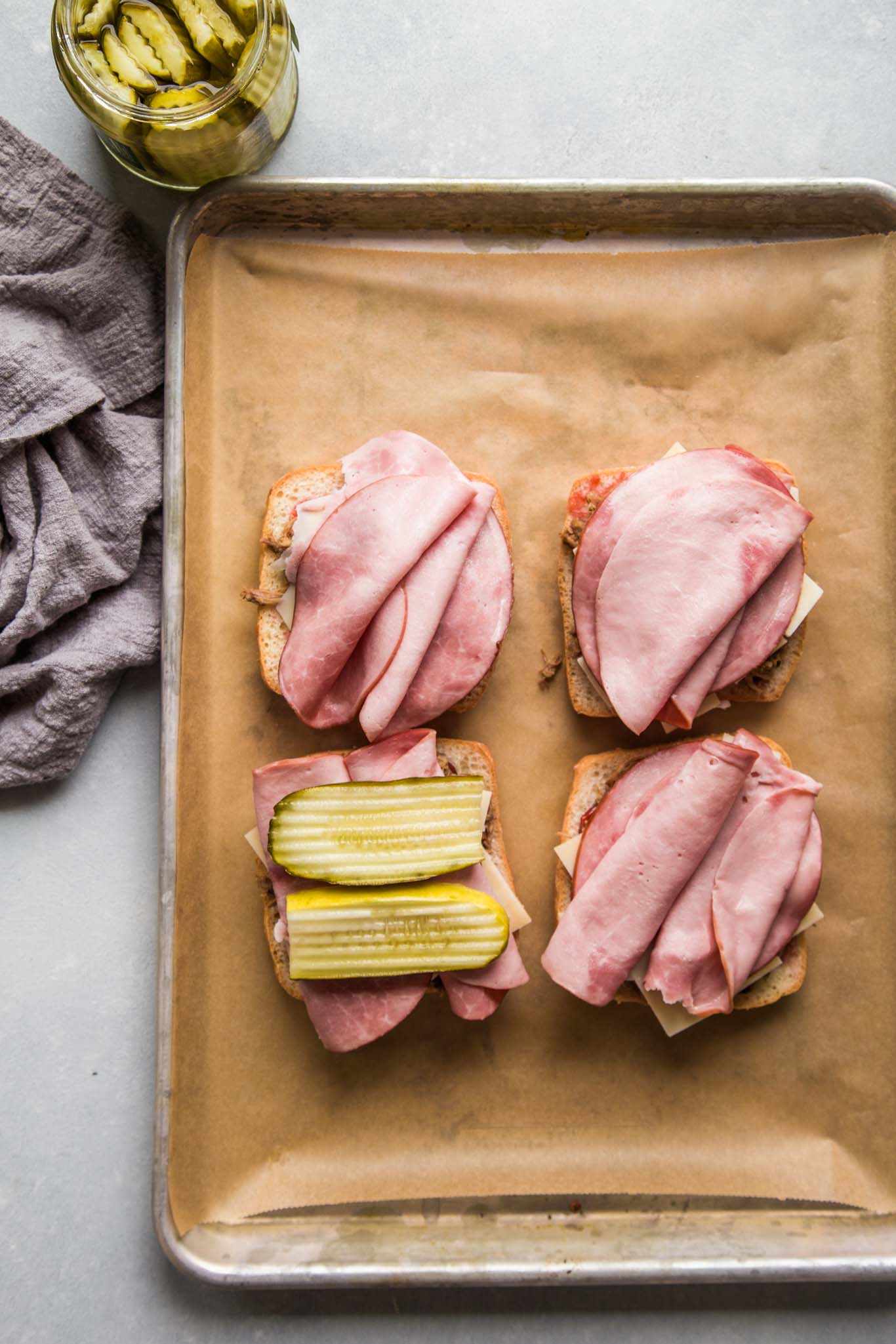 Cubano sandwiches being prepared.