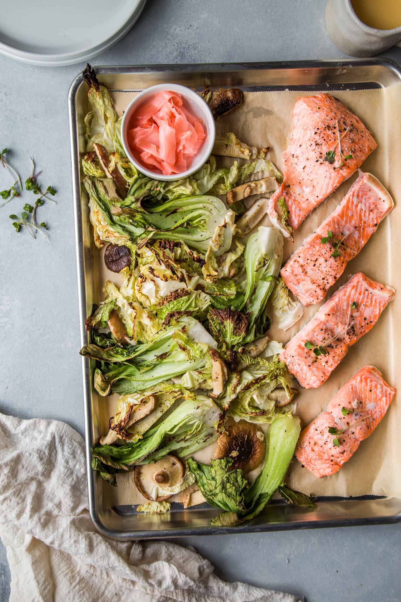 Salmon with Ginger Sauce (Sheet Pan Dinner)