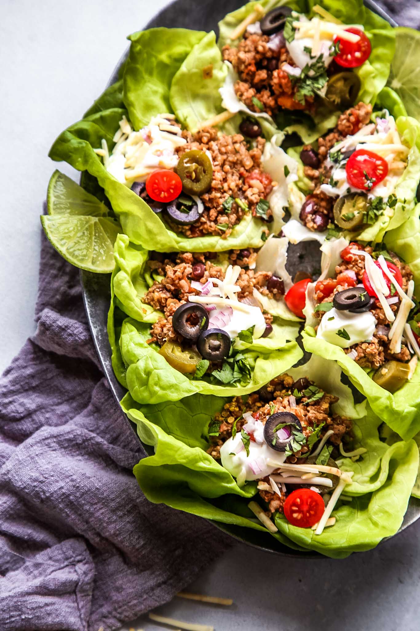 Taco Quinoa & Turkey Lettuce Wraps make a hearty, healthy, protein packed meal that’s amazingly delicious and quick and easy to prepare. They’re perfect for meal prep too.