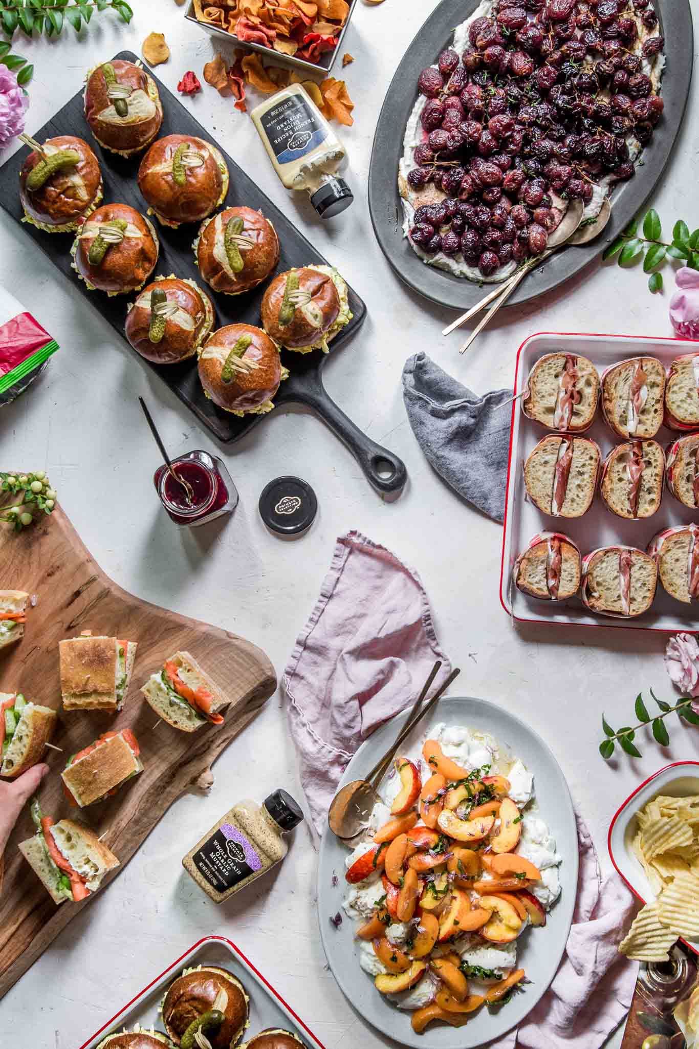 Overhead shot of garden party sandwiches