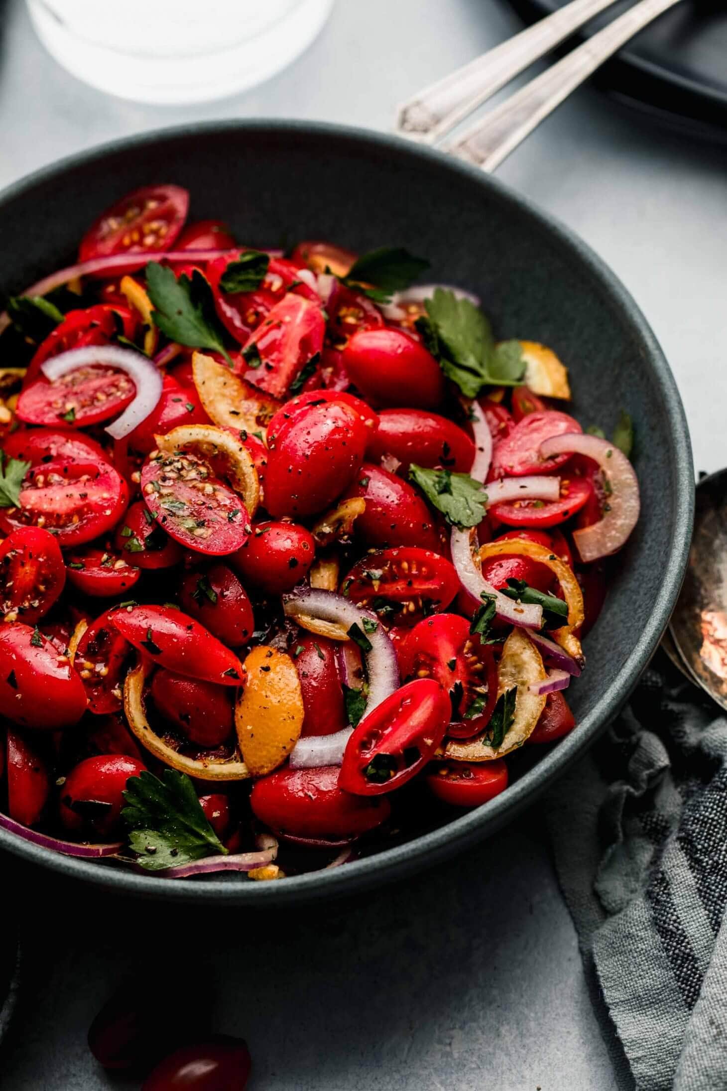 Cherry Tomato Salad with Roasted Lemons Platings + Pairings