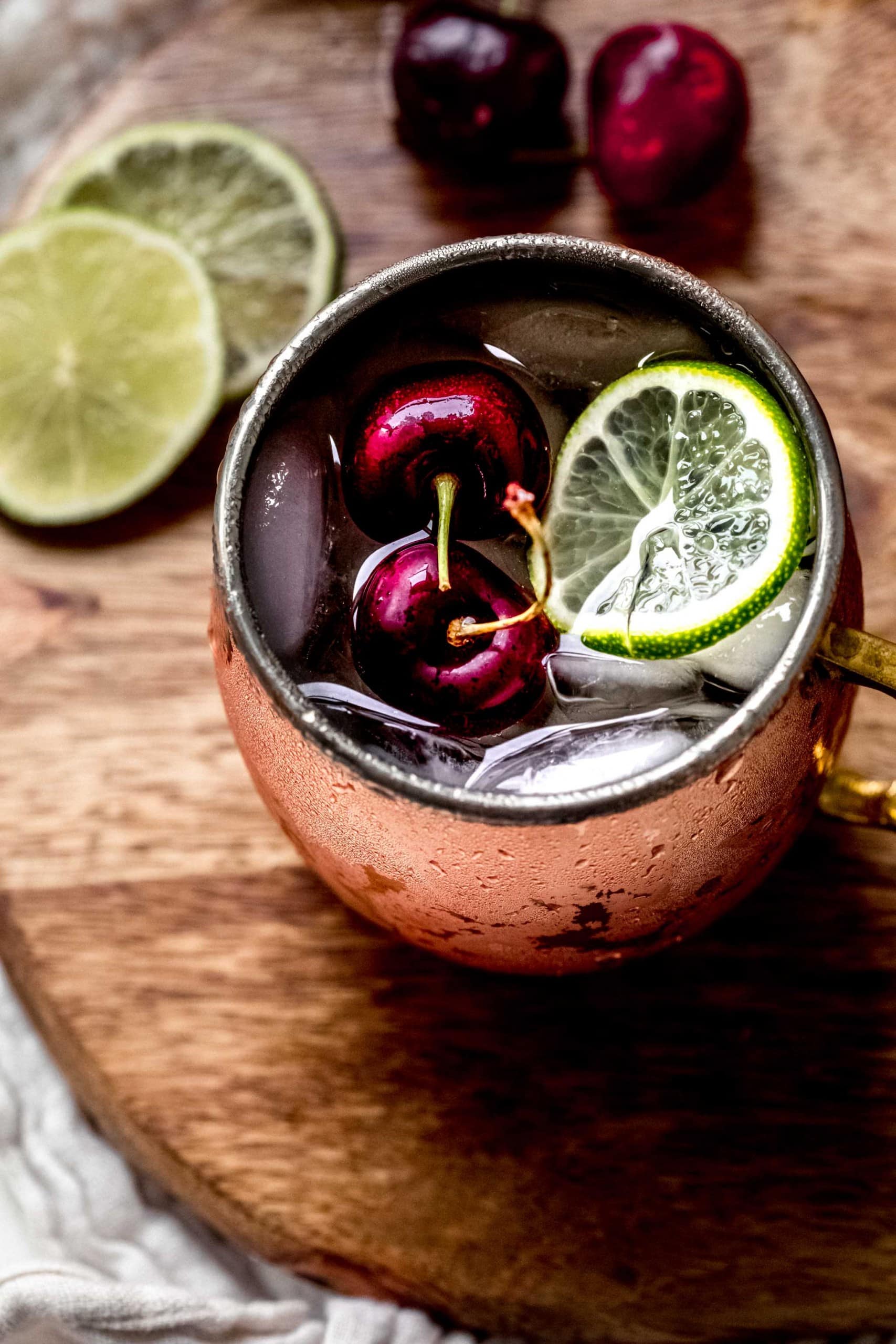 Cherry Moscow Mule Cocktail Platings + Pairings