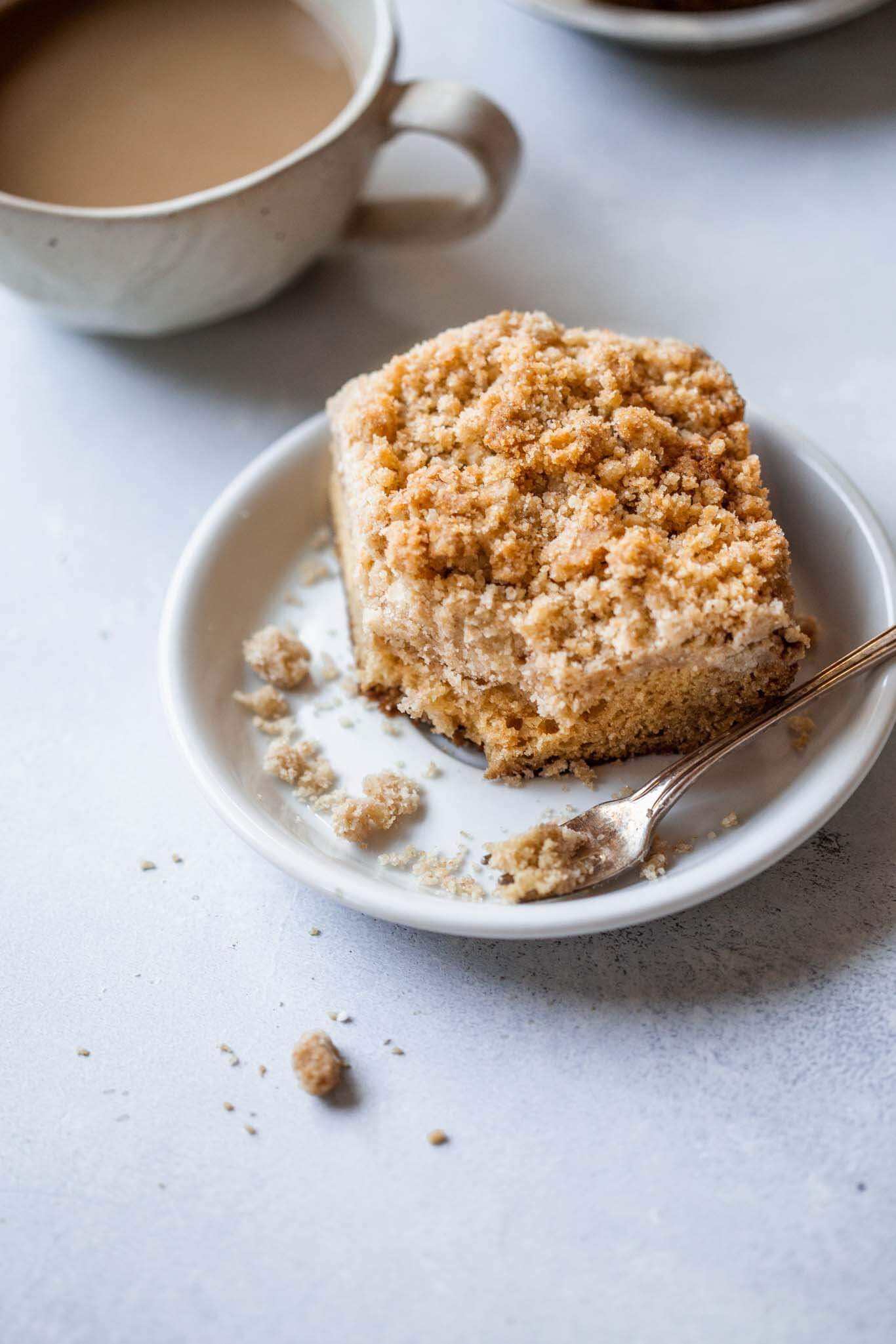 Side view of chai spiced crumb cake