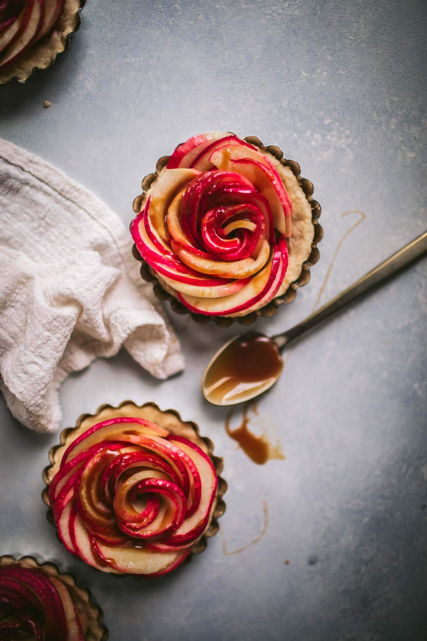 Salted Caramel Apple Tartlets (Apple Rose Tarts)