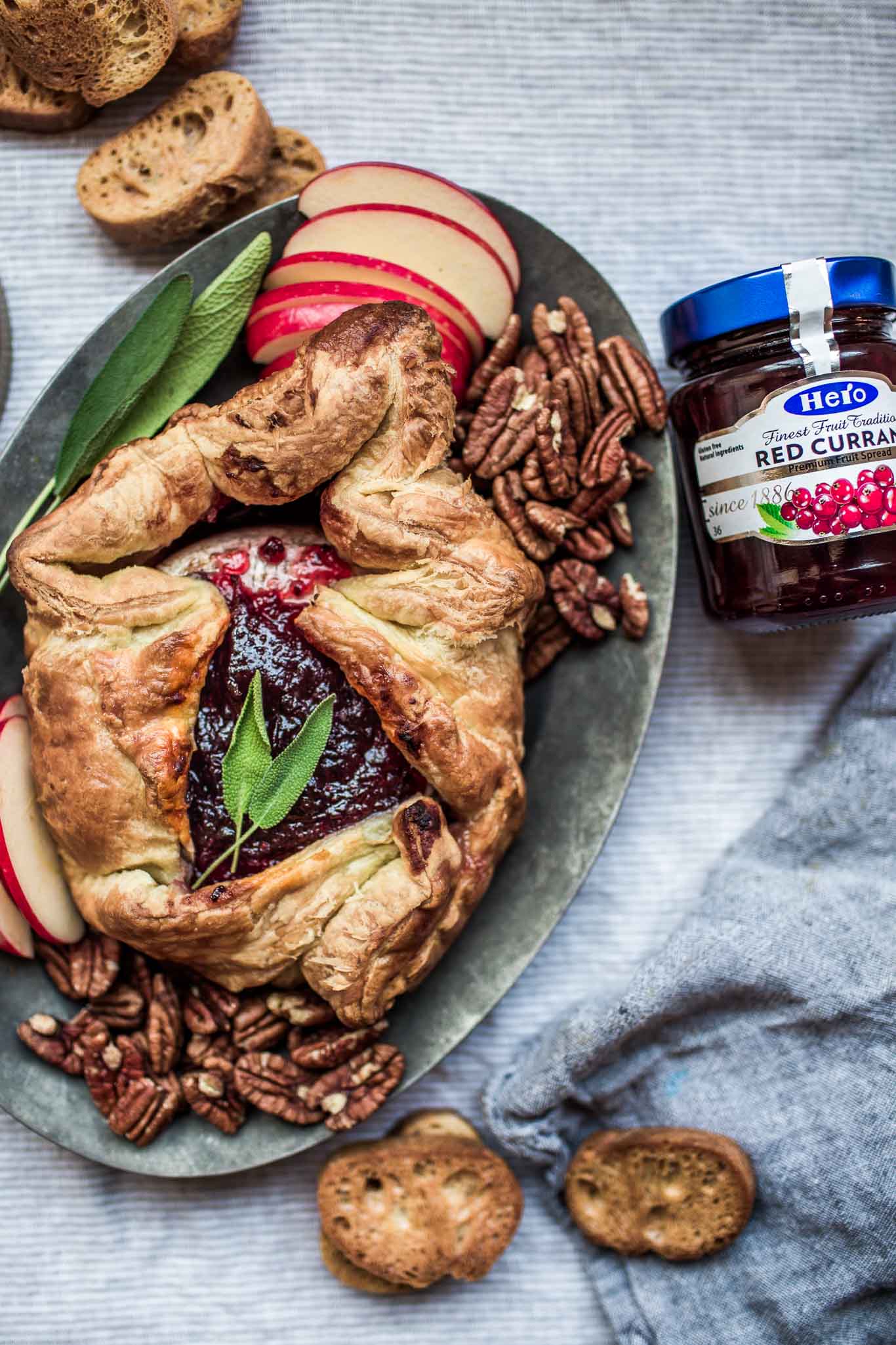 Baked Brie with Jam in Puff Pastry Platings + Pairings