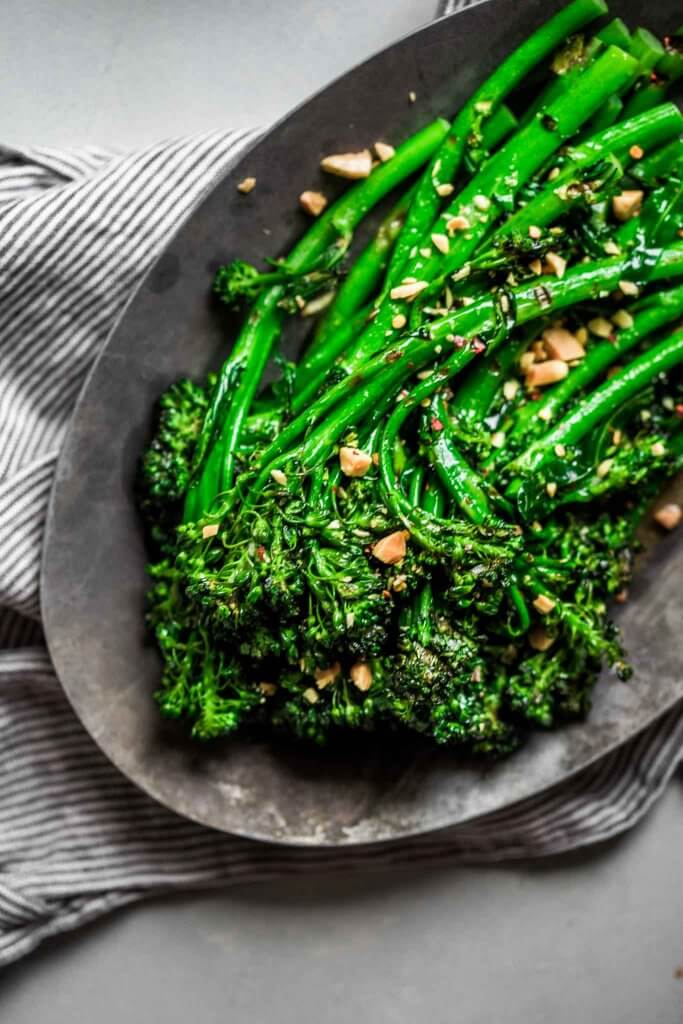 Platter of grilled broccolini
