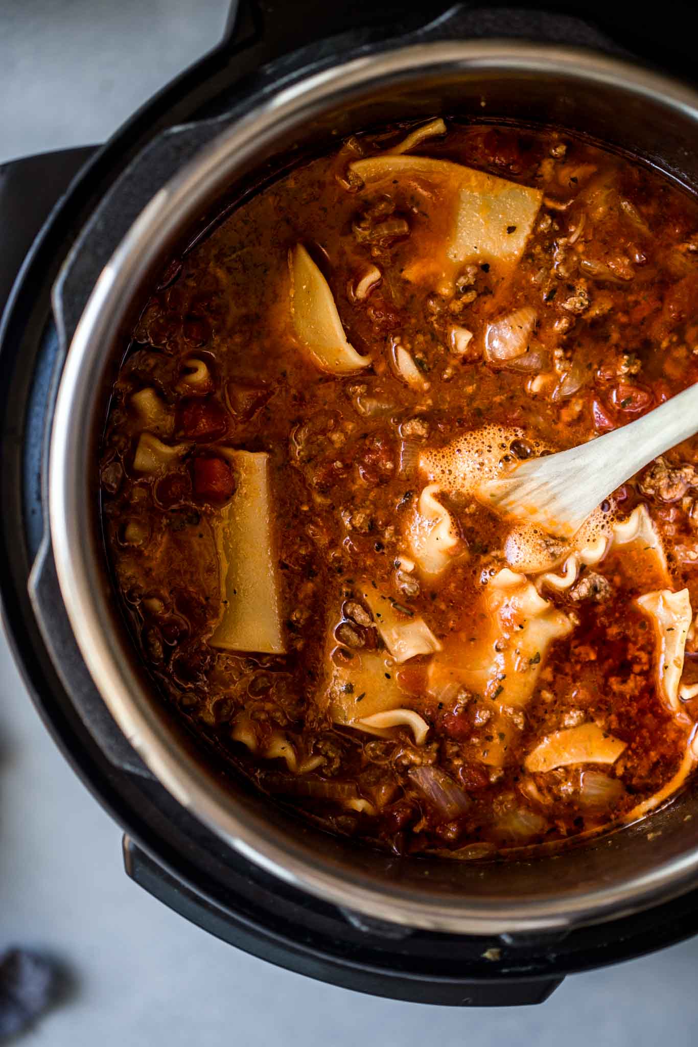 Lasagna soup in instant pot.