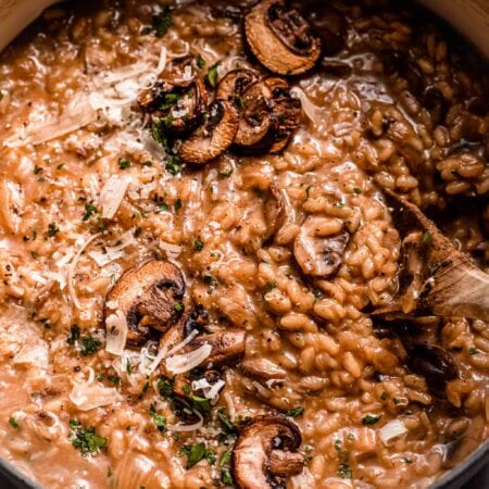 Finished Mushroom risotto in dutch oven.