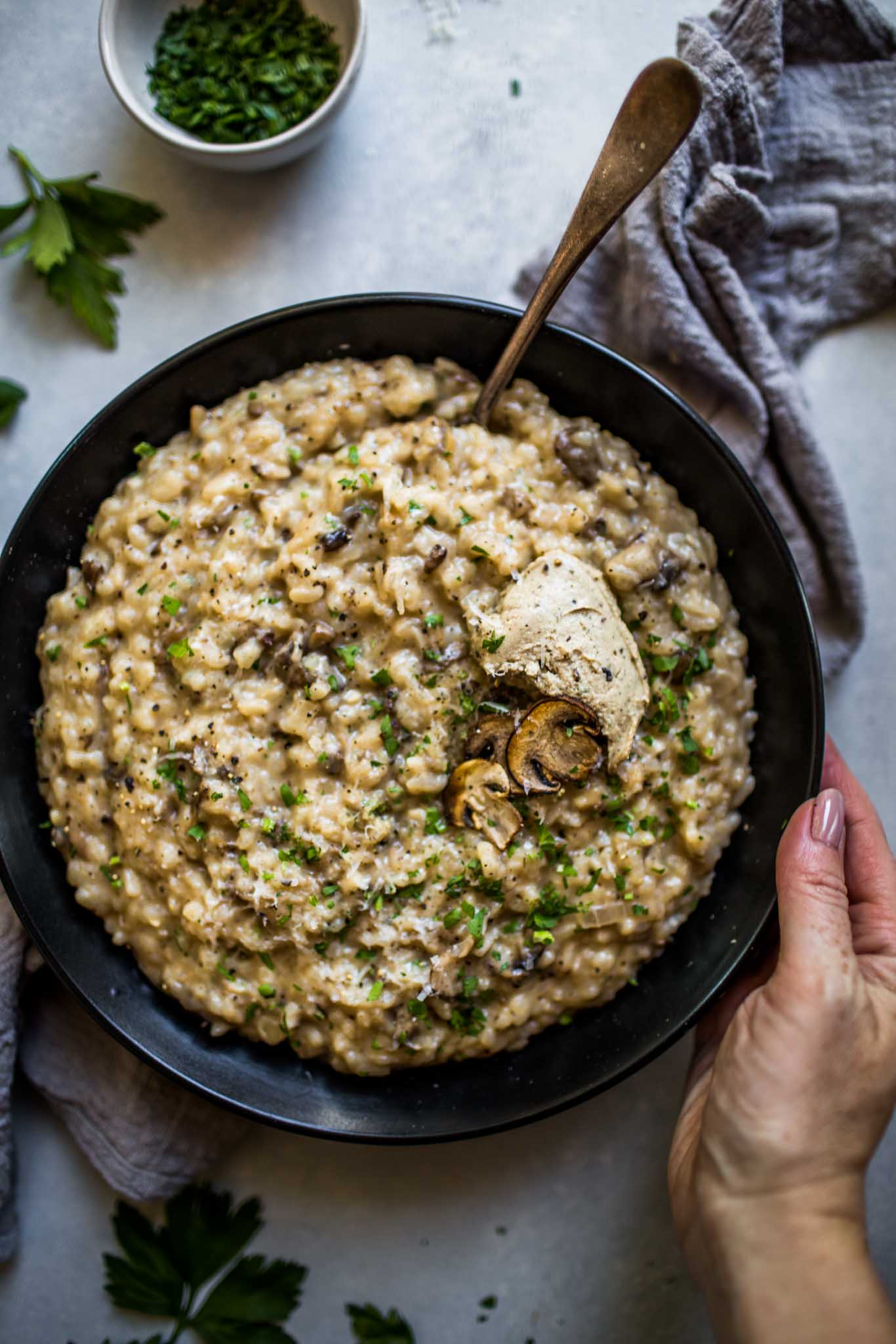 Mushroom Risotto with Truffle Mousse Platings + Pairings
