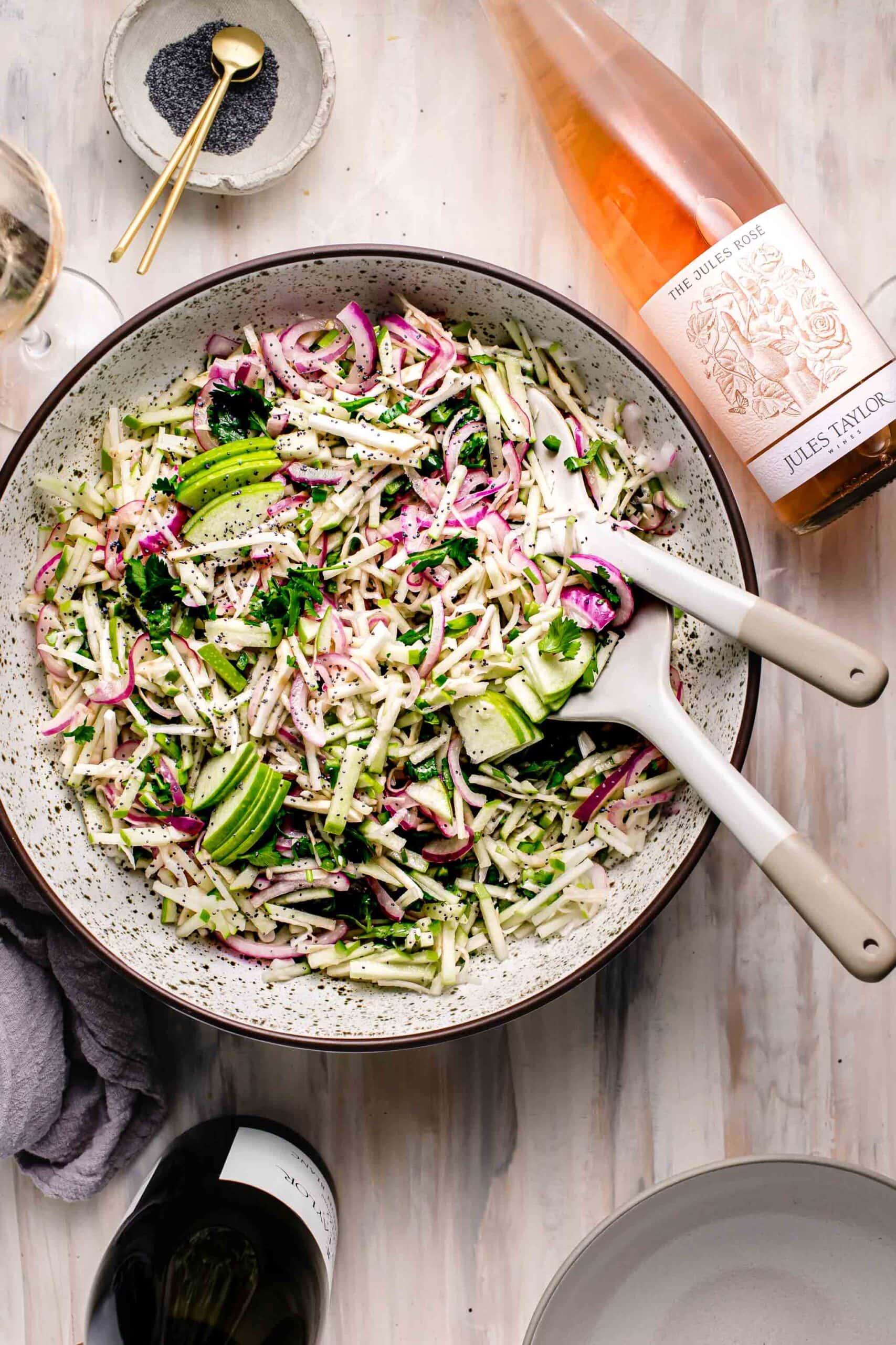 Apple Celery Root Slaw (Healthy Thanksgiving Salad) Platings + Pairings