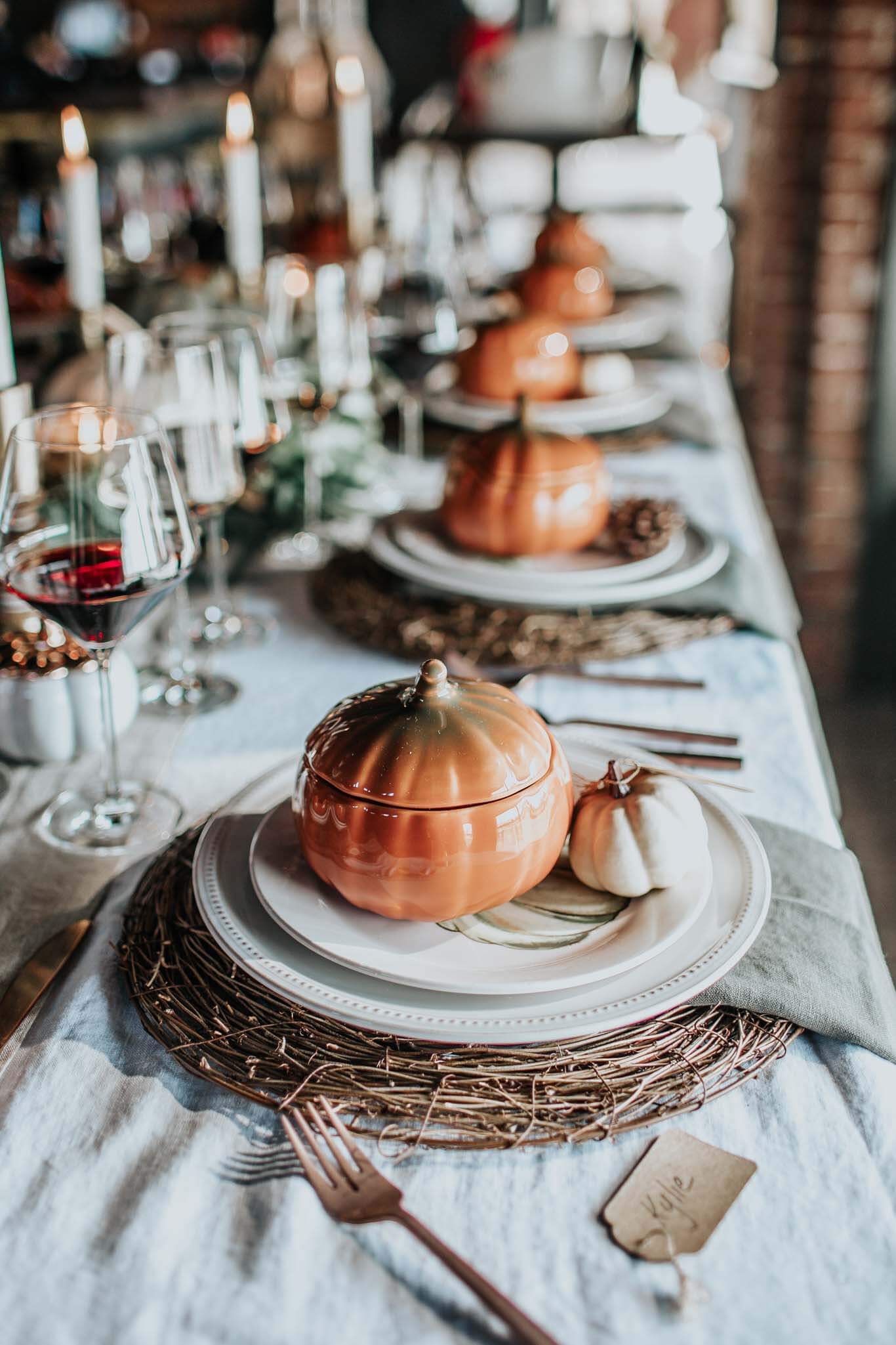 Place setting for Thanksgiving. 