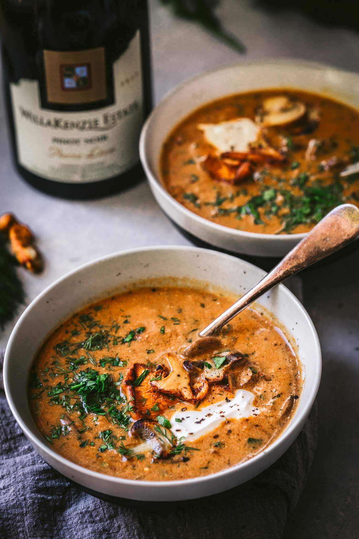 Hungarian Mushroom Soup with Fresh Dill - Platings + Pairings