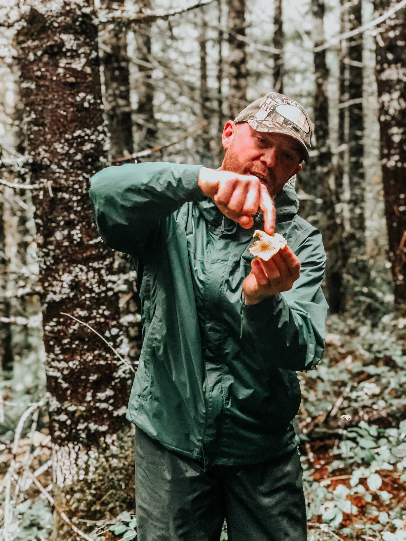 Shane showing us how to find chanterelles.