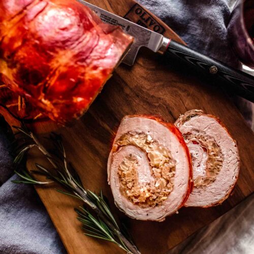 Prosciutto Wrapped Pork Tenderloin (With Fennel & Rice Stuffing)
