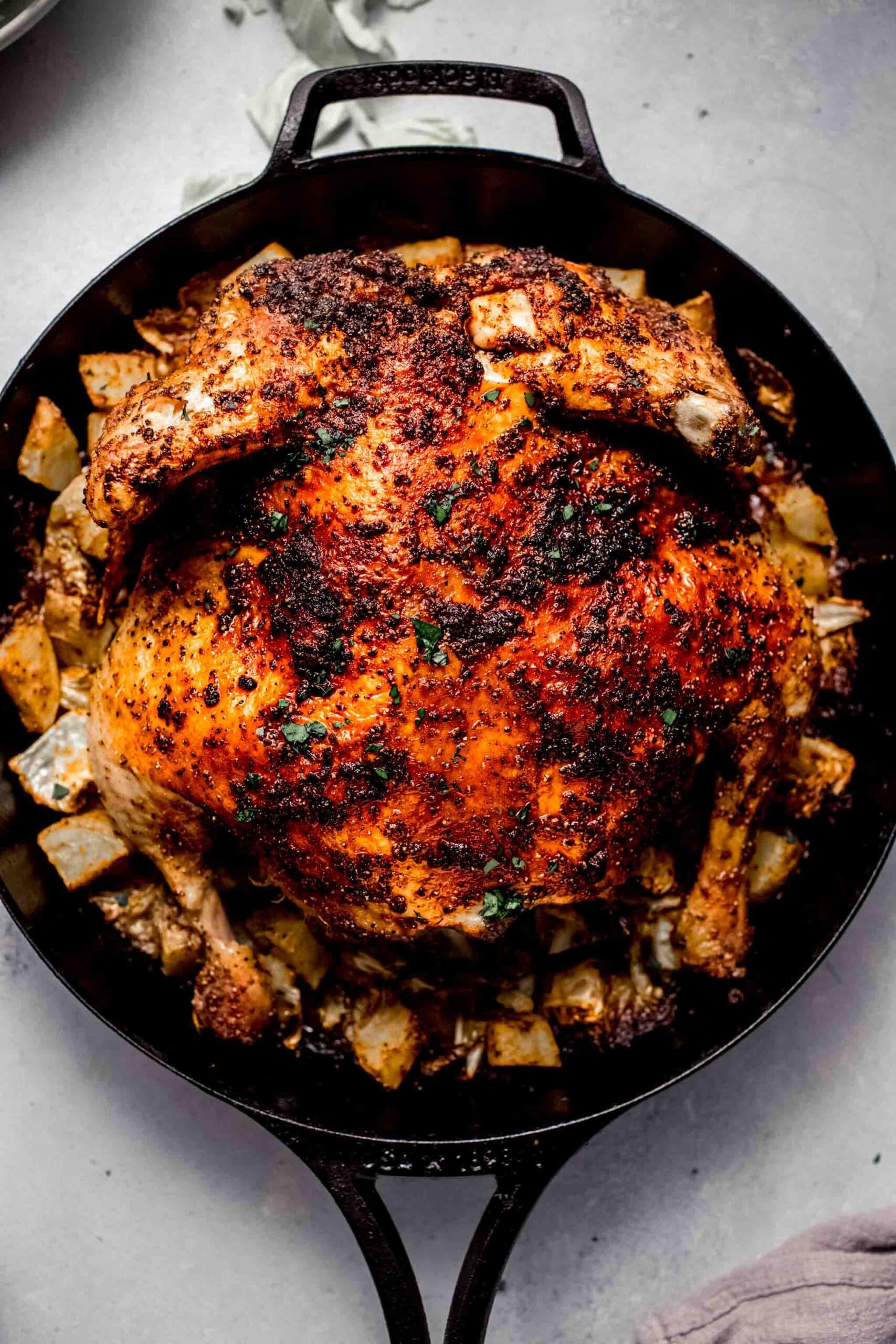 Spatchcock Roasted Chicken with Cabbage & Potatoes