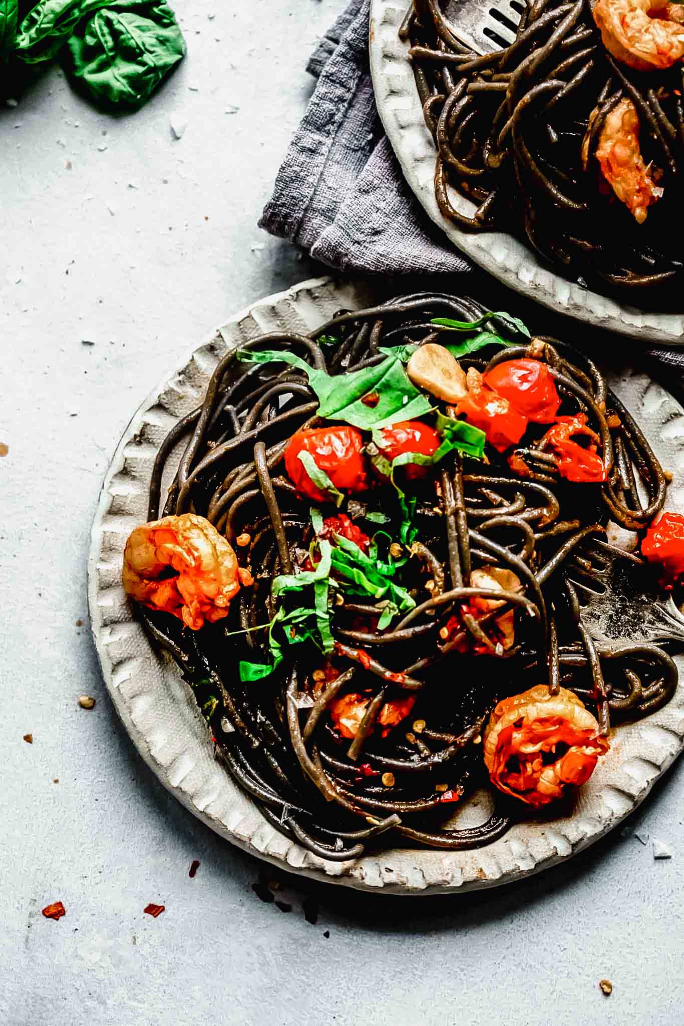 Squid Ink Pasta With Shrimp Cherry Tomatoes Video Platings Pairings