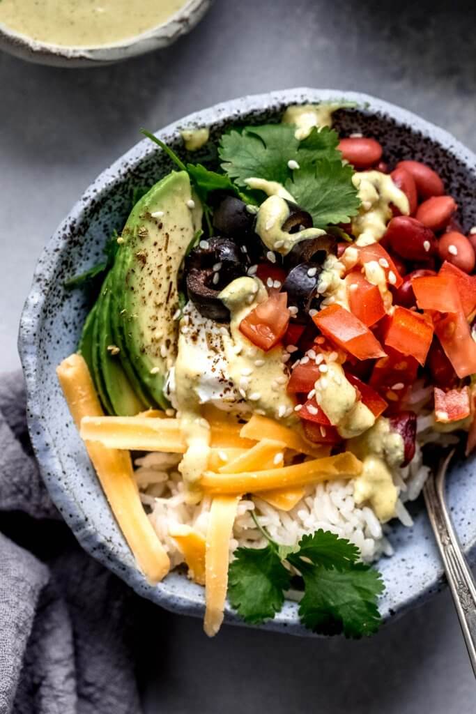 Overhead close up of Yumm bowl.