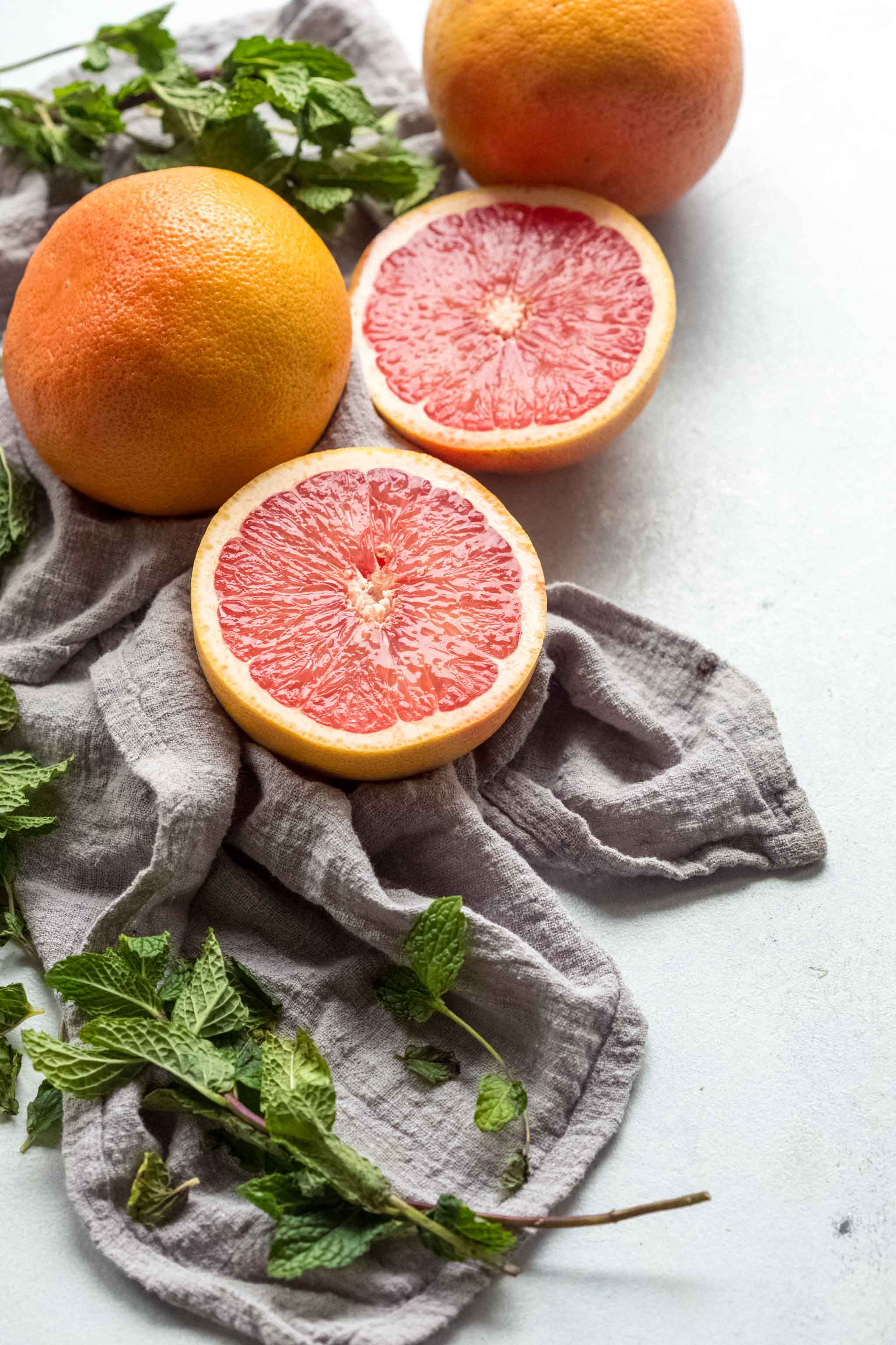 Grapefruits and mint. Ingredients for Grapefruit Mint Juice.