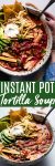 This is the BEST Instant Pot Chicken Tortilla Soup! It tastes like it's been cooking all day, but it only takes minutes in your electric pressure cooker. 
