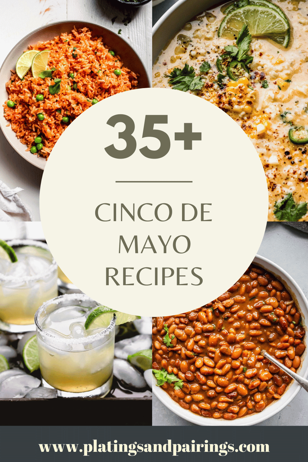 COLLAGE OF CINCO DE MAYO DISHES WITH TEXT OVERLAY.