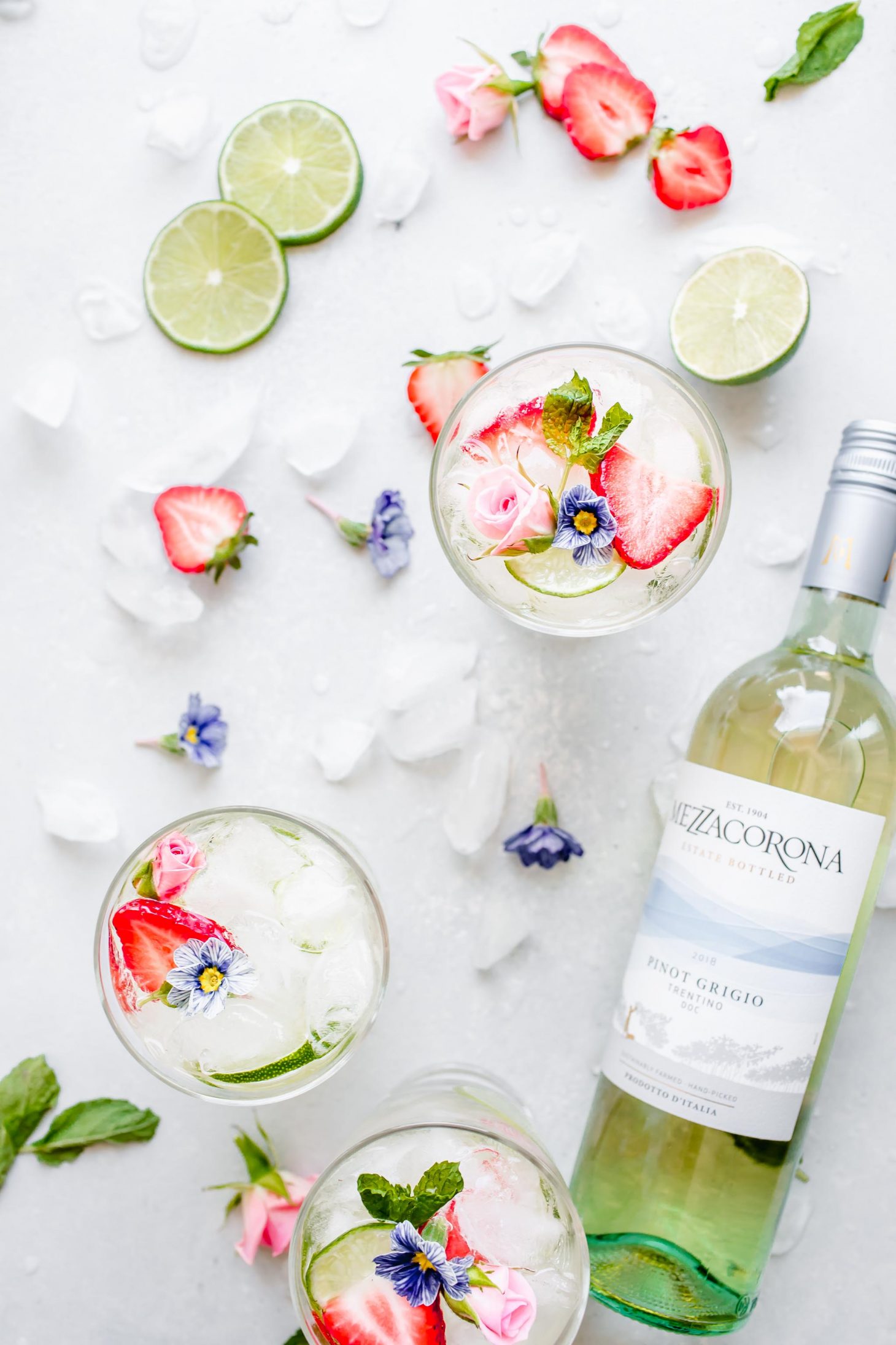 White Wine Sangria with Strawberries & Elderflower Platings + Pairings