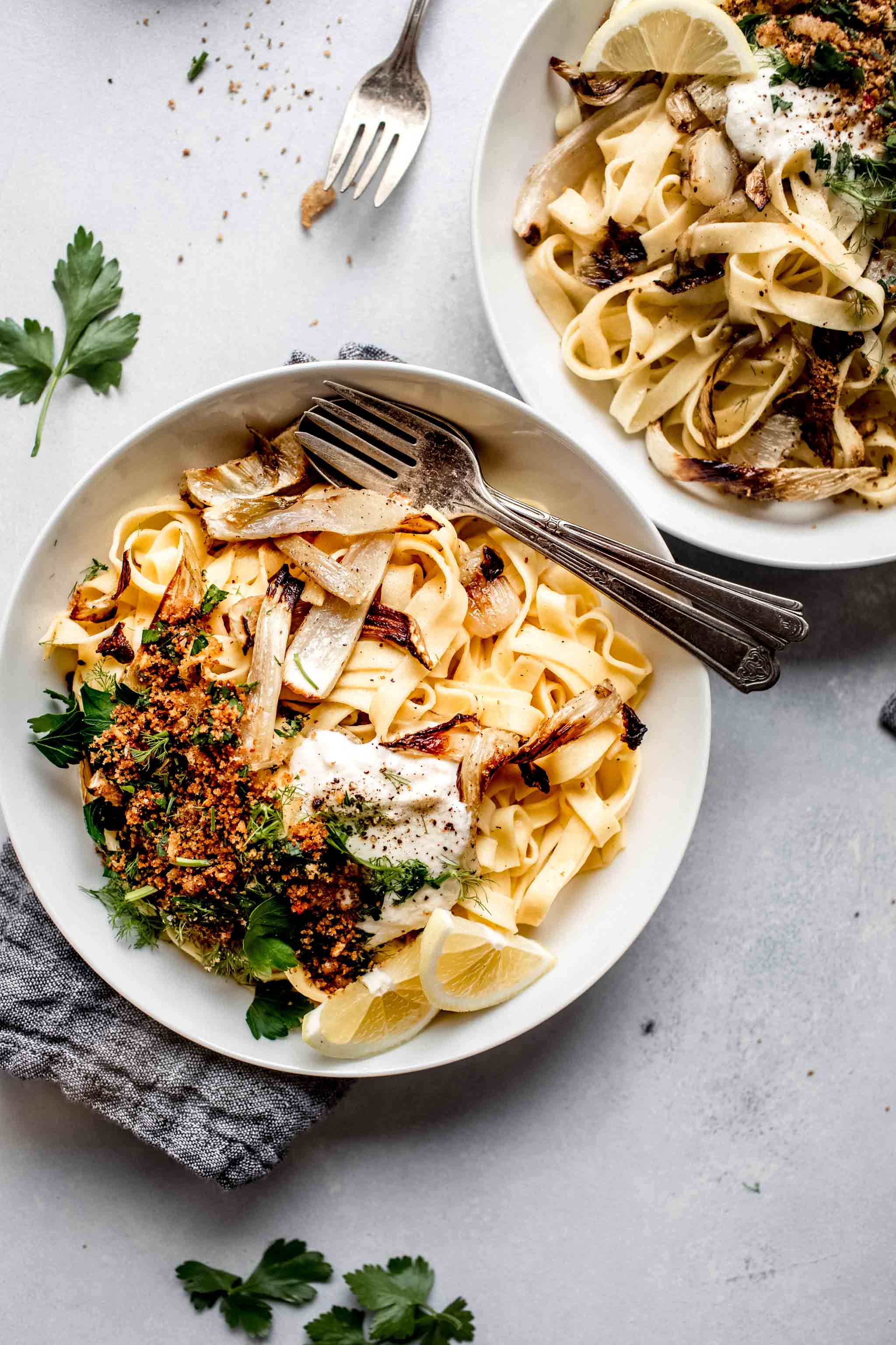 Two bowls of fennel pasta.