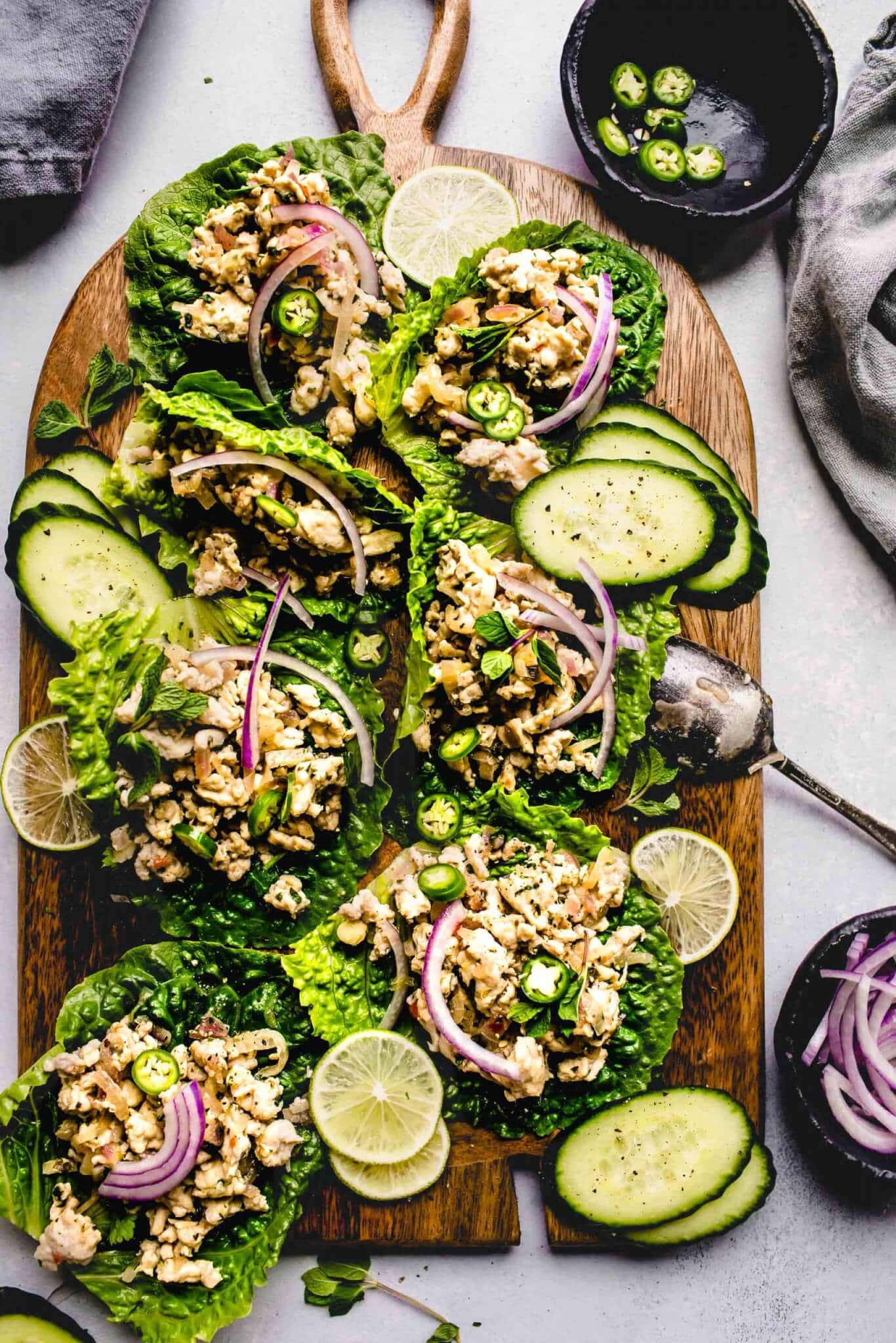 Larb Gai Recipe (Thai Chicken Larb Lettuce Wraps)