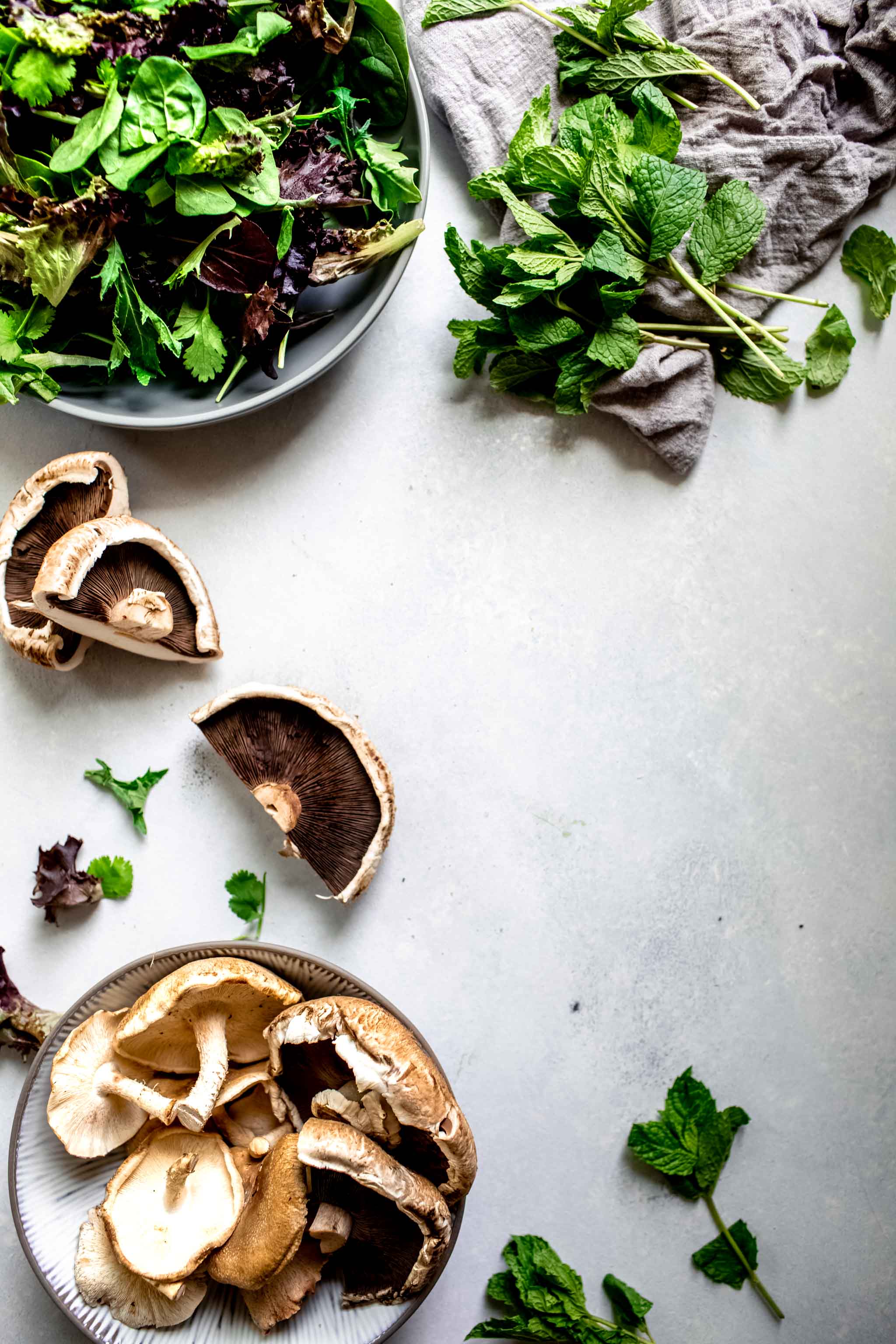 Ingredients for thai mushroom salad.