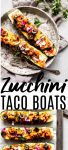 Taco Zucchini Boats are filled with taco seasoned turkey and topped with melted cheese & your favorite toppings. A low-carb, keto way to enjoy taco night.