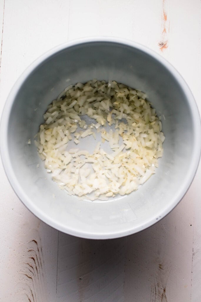 Onions and garlic sauteed in instant pot.