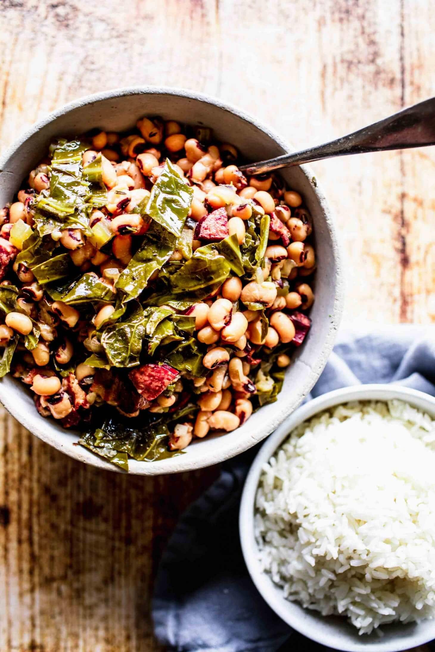 Instant Pot Black Eyed Peas + VIDEO with Bacon & Sausage Platings + Pairings