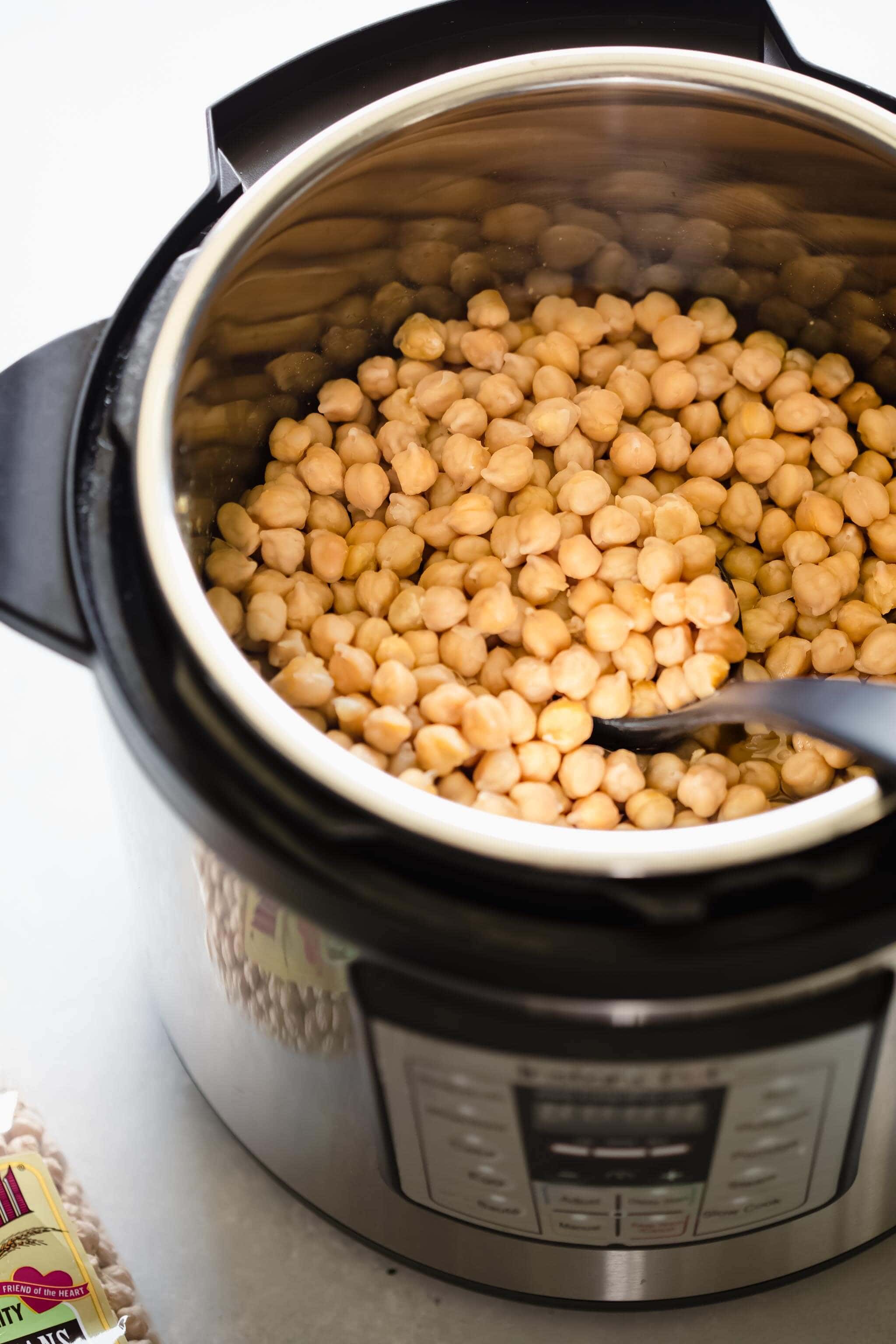 Cooked chickpeas in instant pot.